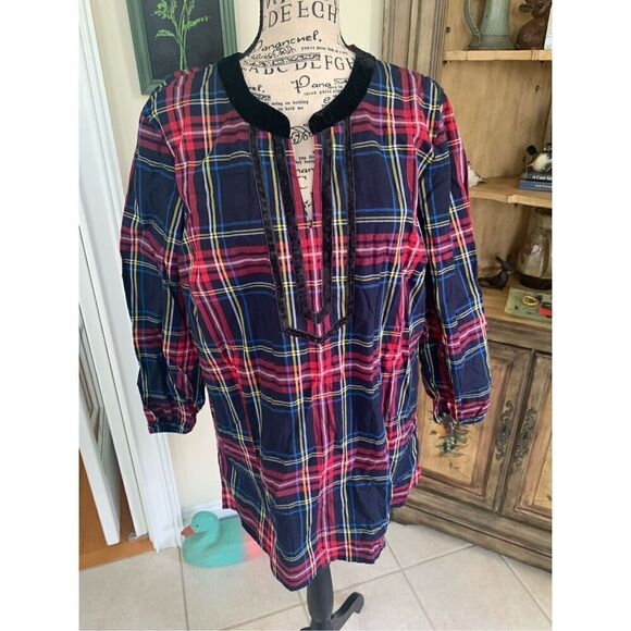 Talbots Plaid Velvet Trim Tunic - Picture 10 of 10